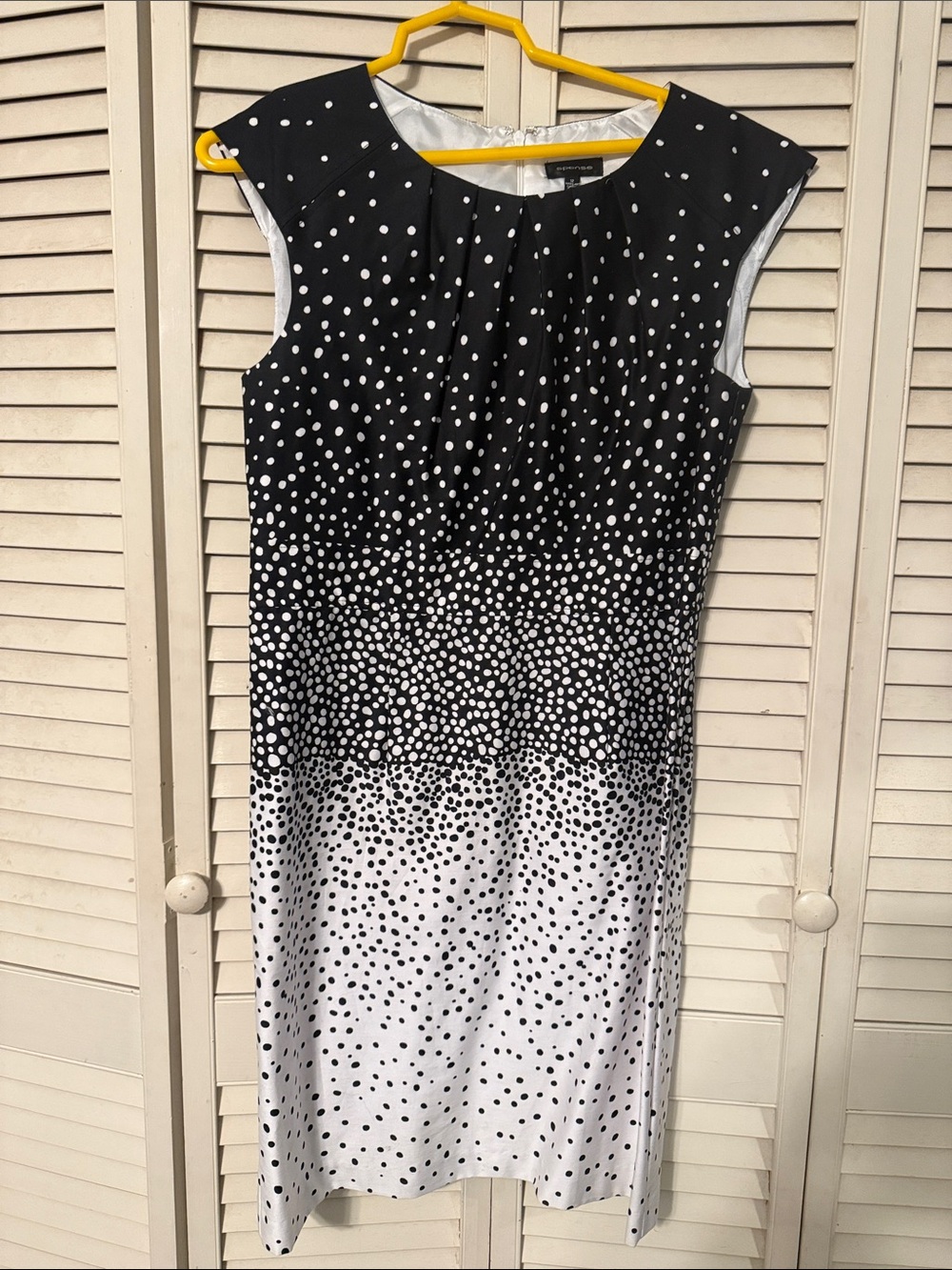 Spense Black and White Polka-Dot Gradient Sheath Dress
